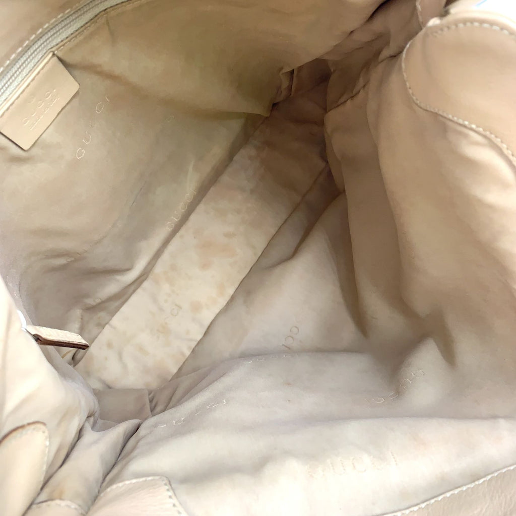Gucci Jackie Logo Leather Beige Shoulder Bag Silver — view 3