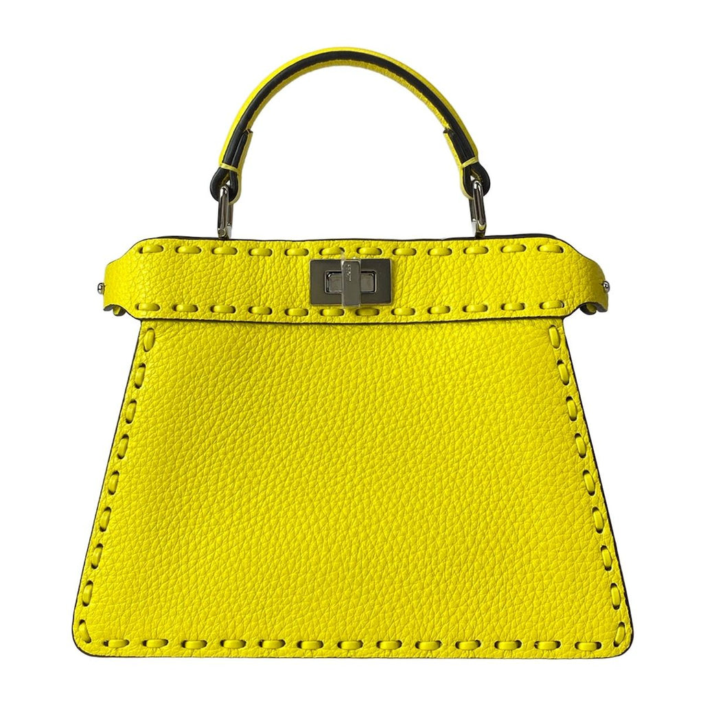 Fendi Handbag Peekaboo Icy Petit Selleria Arbb Yellow Leather