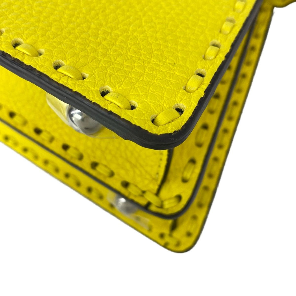Fendi Handbag Peekaboo Icy Petit Selleria Arbb Yellow Leather — view 9