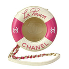 Chanel Shoulder Bag Ivory Pink Clear Cruise Line Chain Lifting Leather Ring