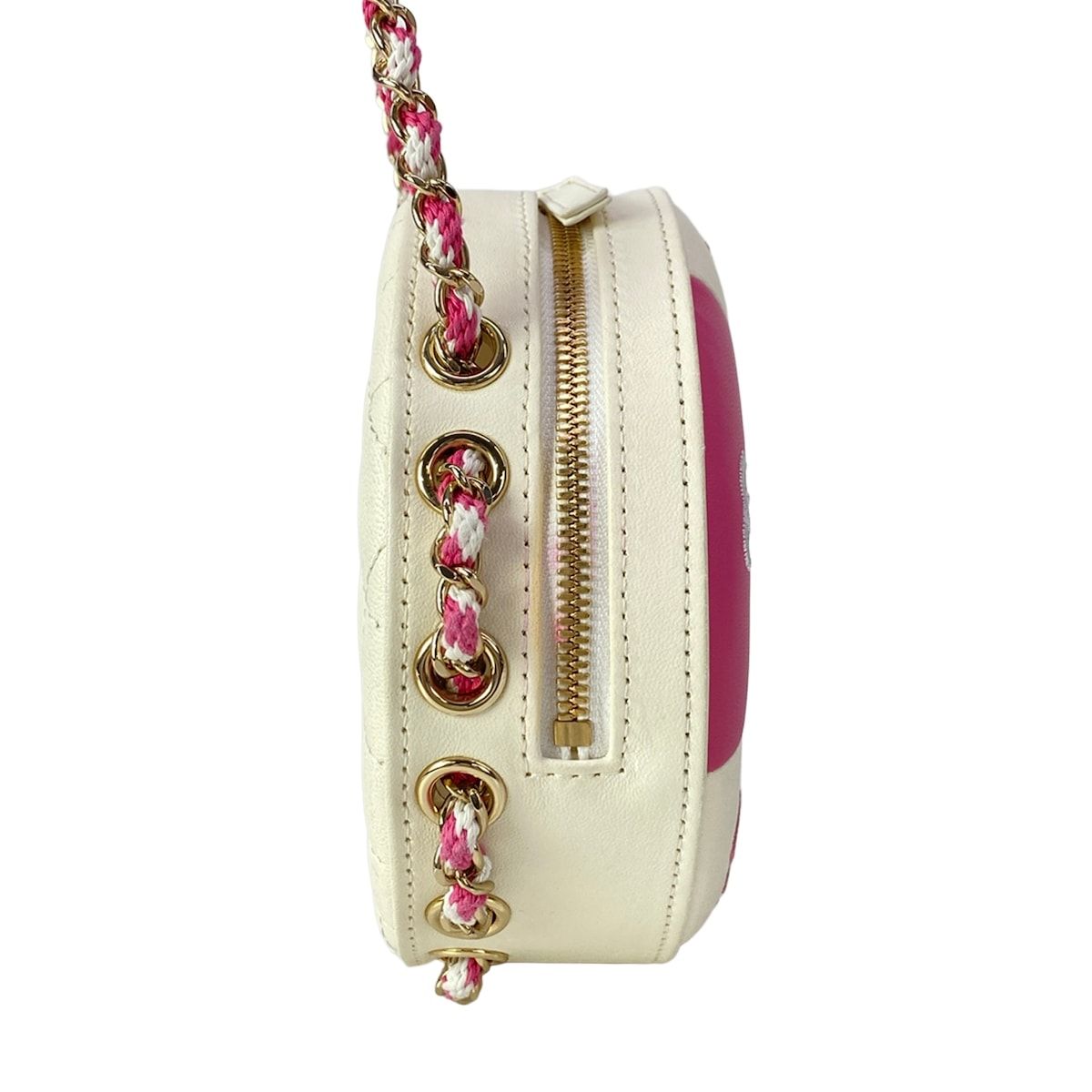 Chanel Shoulder Bag Ivory Pink Clear Cruise Line Chain Lifting Leather Ring — view 2