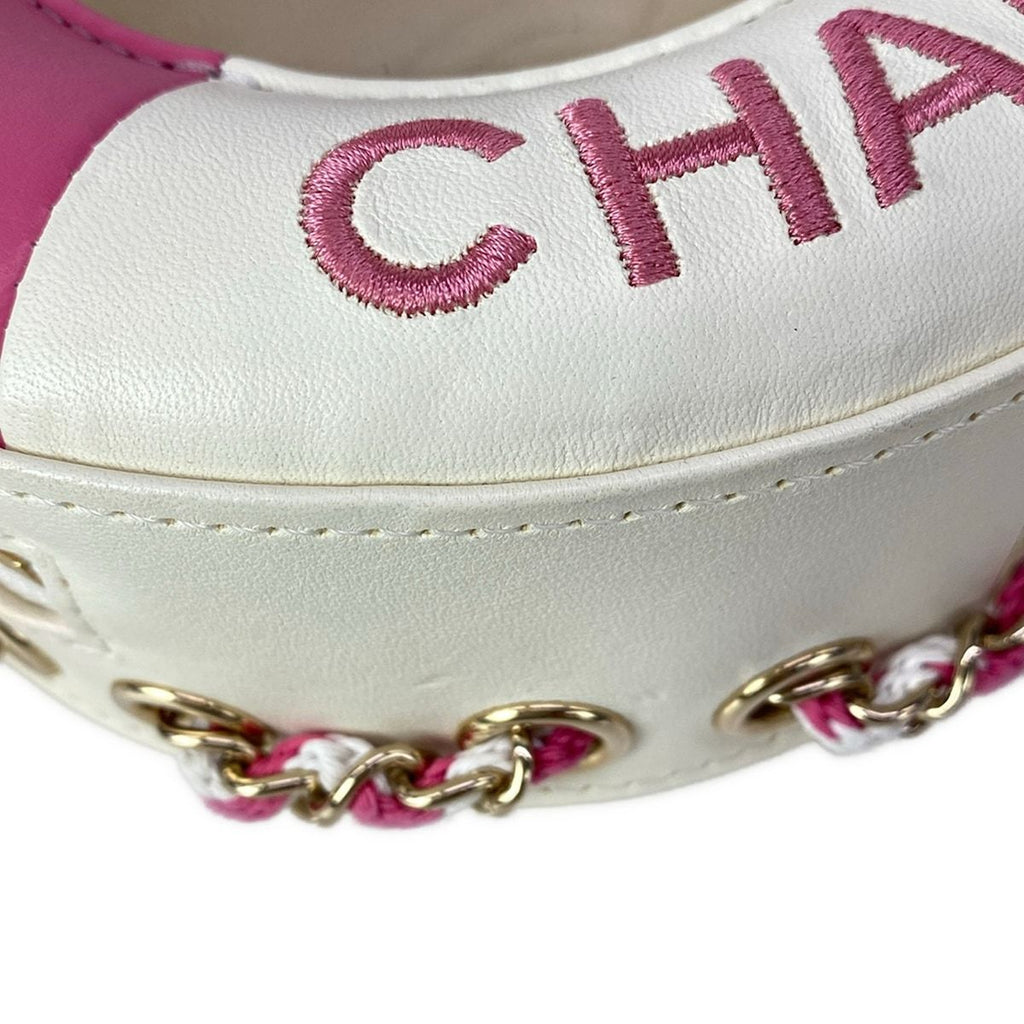 Chanel Shoulder Bag Ivory Pink Clear Cruise Line Chain Lifting Leather Ring — view 6