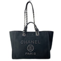 Chanel Tote Deauville Line GM Black Chain Shoulder Leather