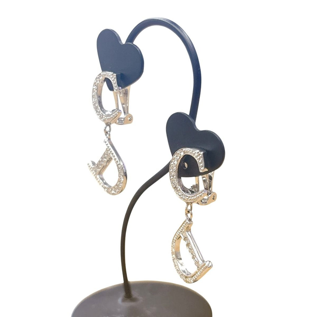 Dior CD Logo Earrings Rhinestone Silver — view 3