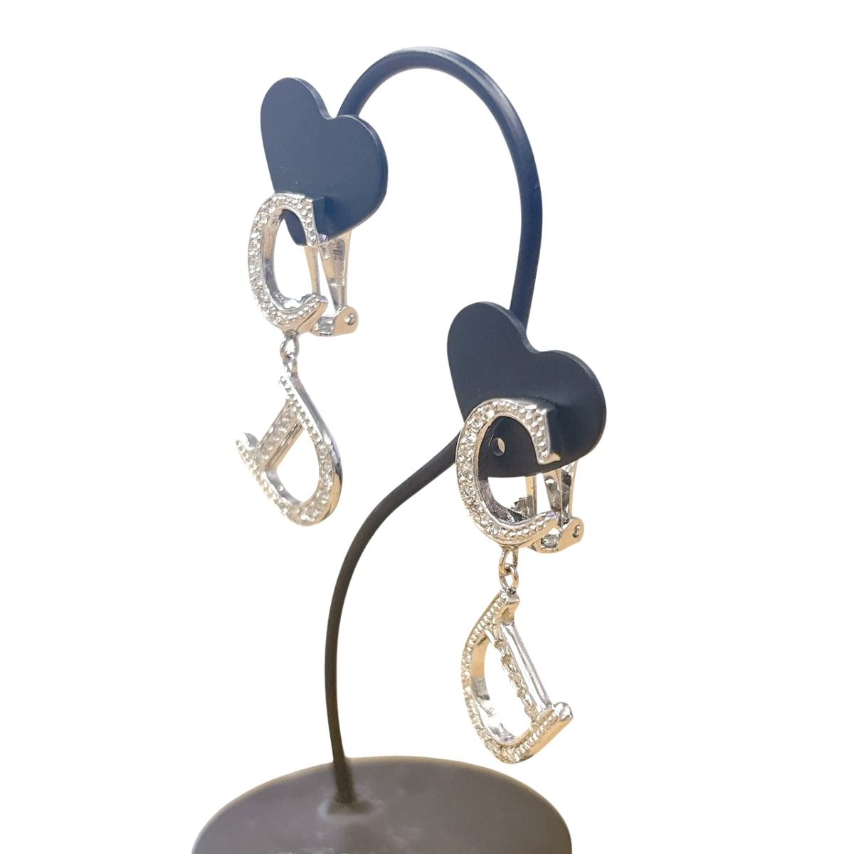 Dior CD Logo Earrings Rhinestone Silver — view 3