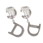 Dior CD Logo Earrings Rhinestone Silver — view 5