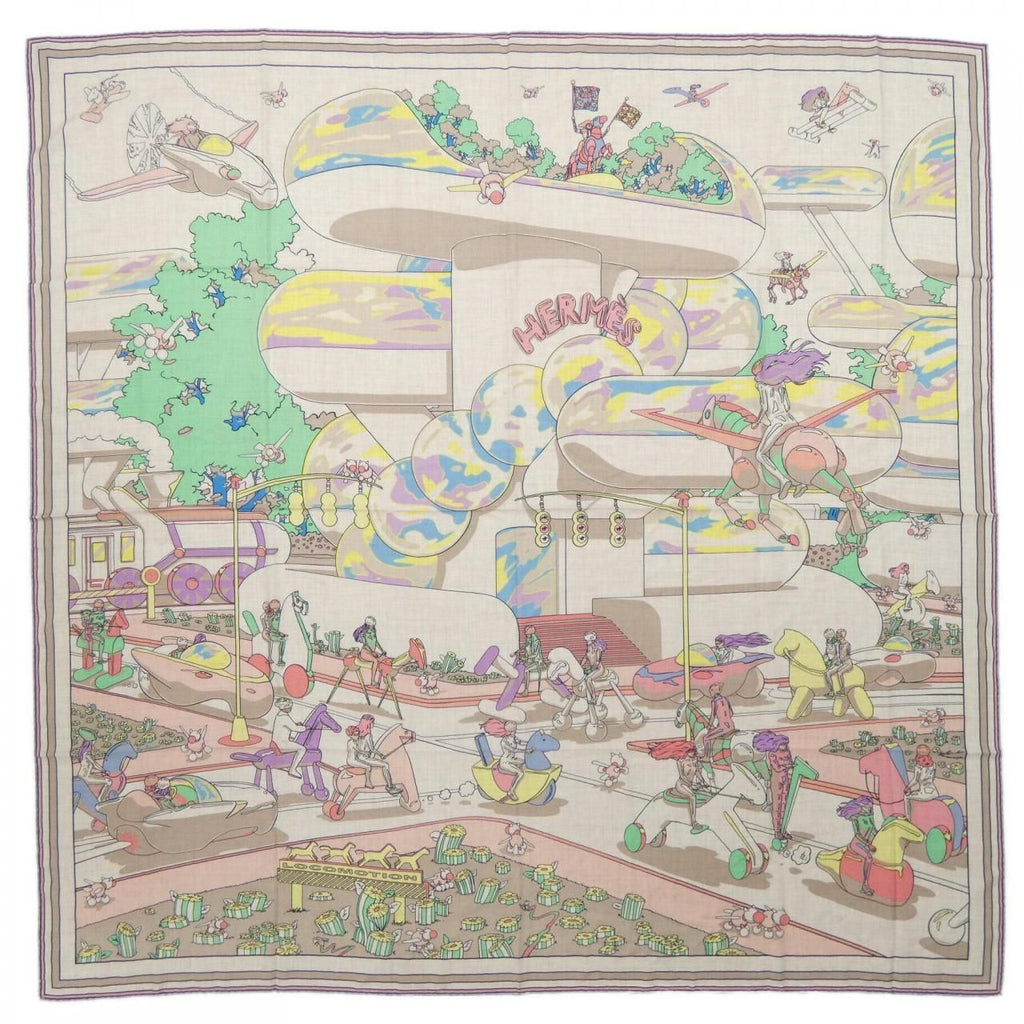 Hermes Locomotion Carre Shawl Scarf