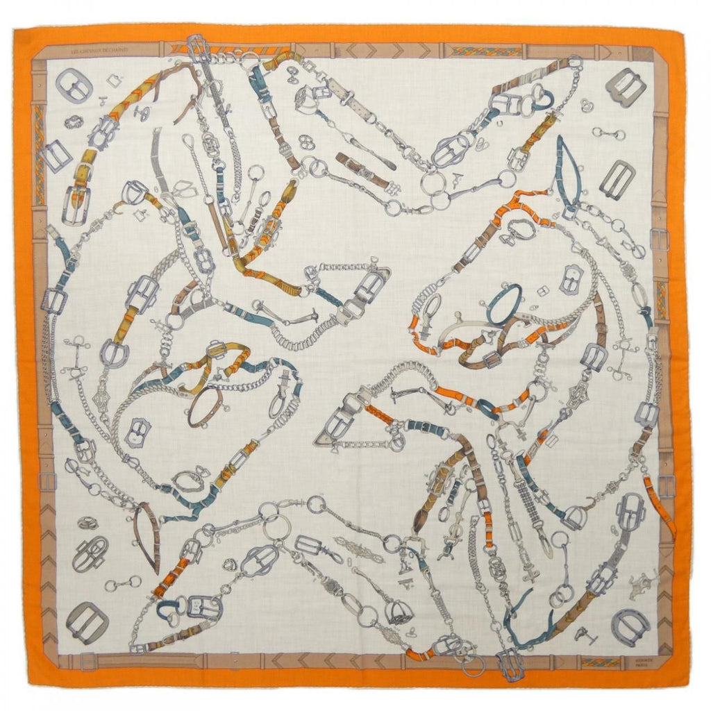 Hermes les Chevaux Dechaines Carre Shawl Scarf