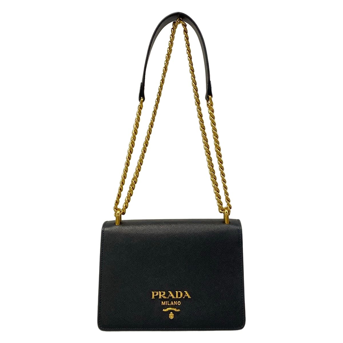 Prada Shoulder Bag Black Chain Leather