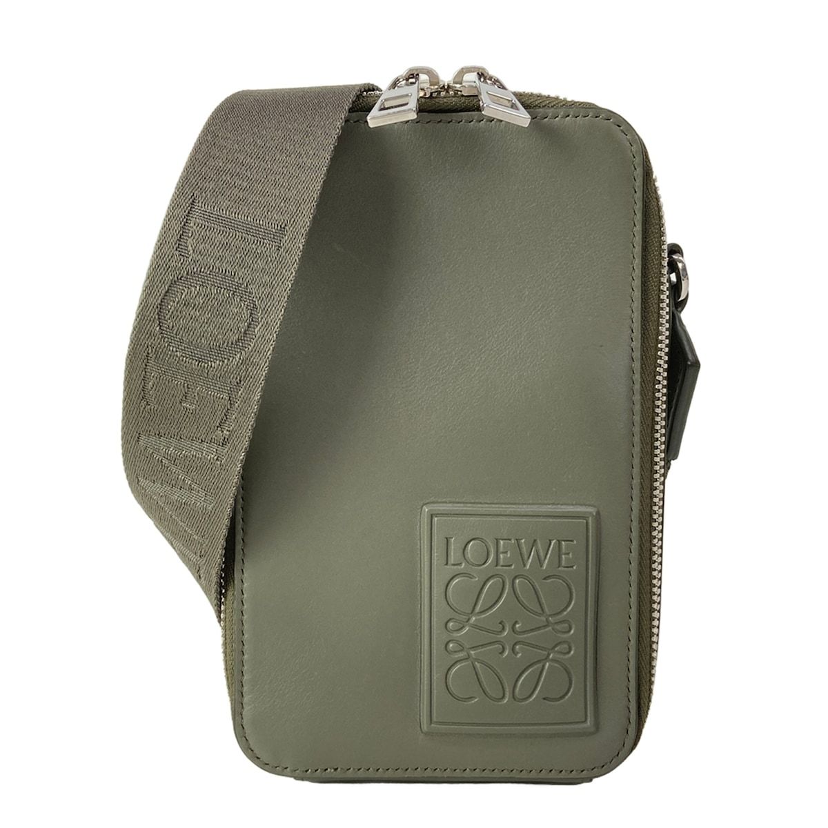 Loewe Shoulder Bag Vertical Crossbody Pocket Khaki
