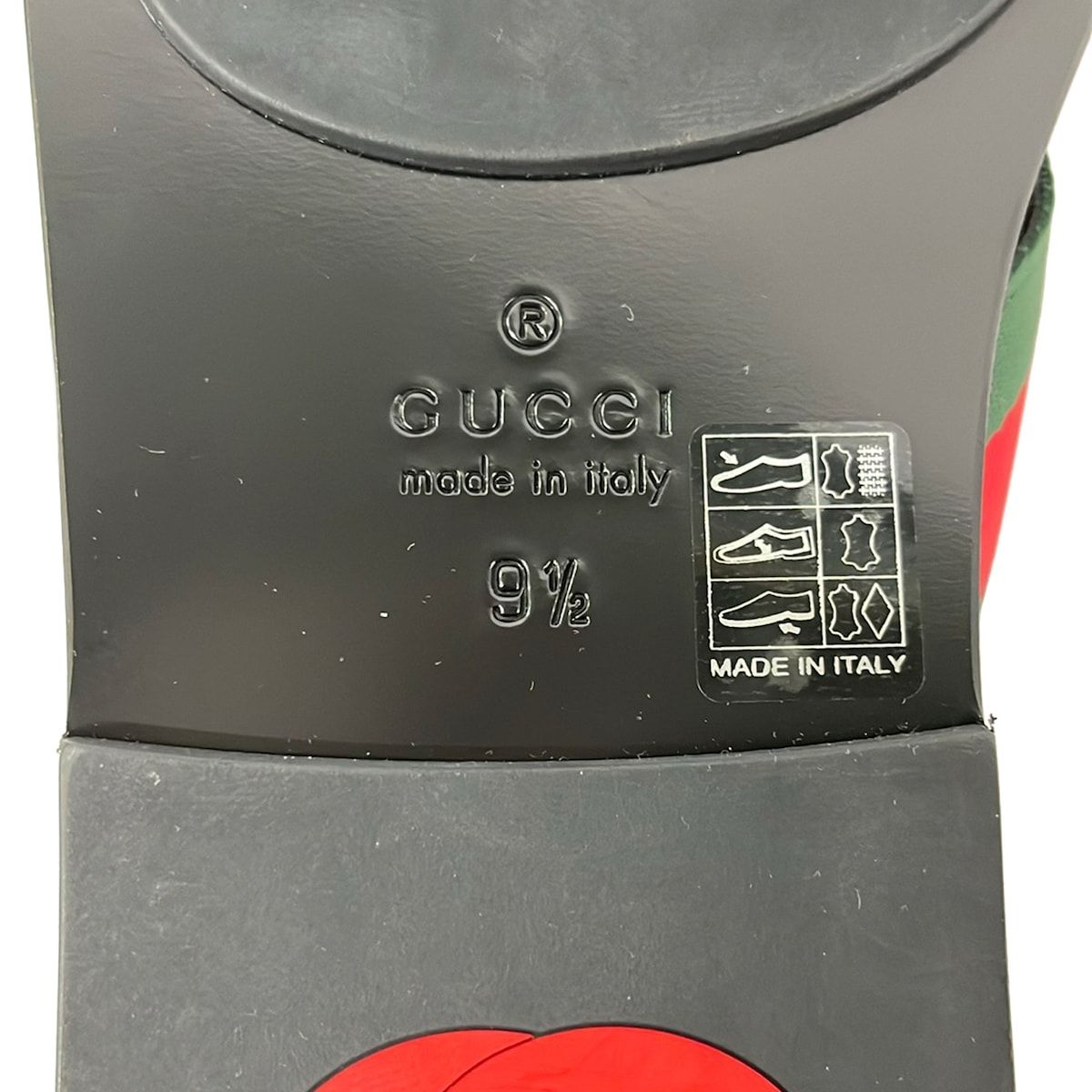 Gucci Sandals 9.5 Black Green Red Leather — view 6