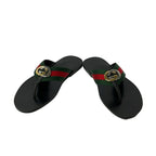 Gucci Sandals 9.5 Black Green Red Leather — view 2