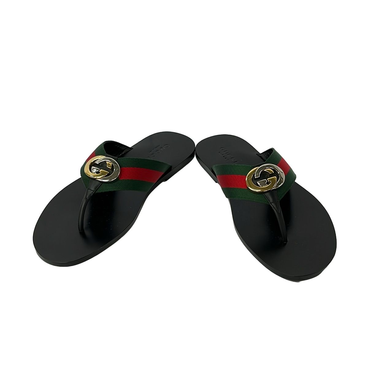 Gucci Sandals 9.5 Black Green Red Leather — view 2