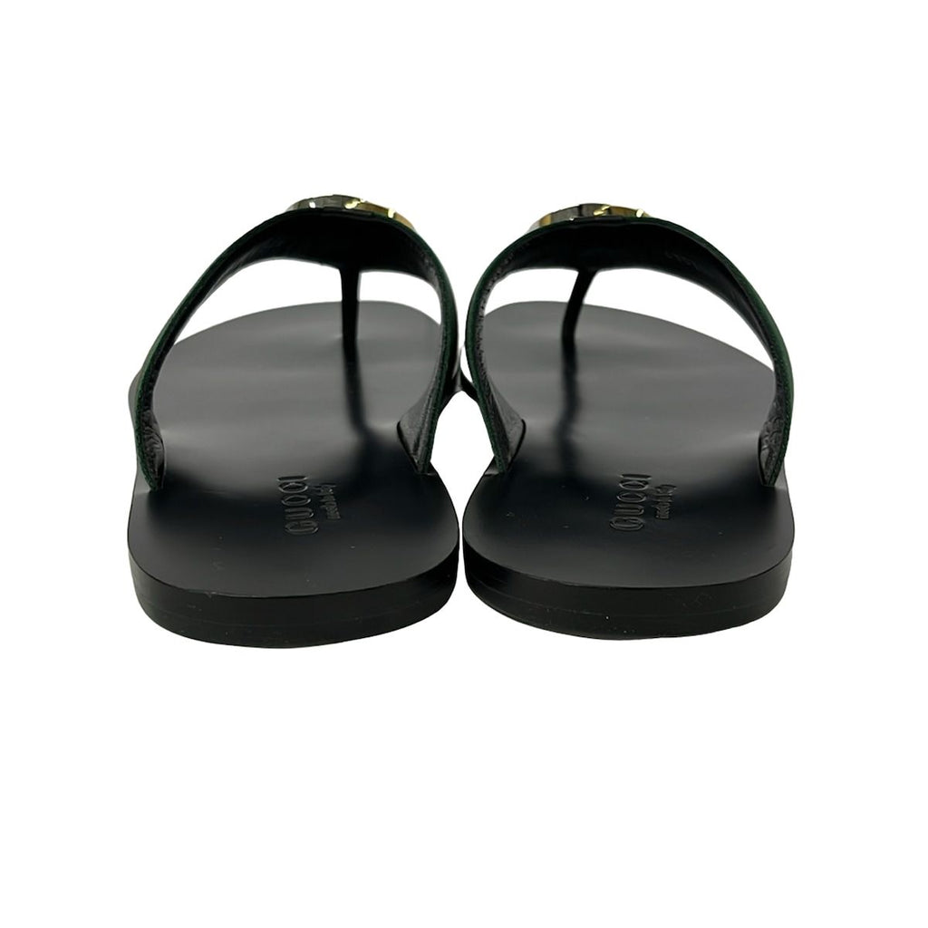 Gucci Sandals 9.5 Black Green Red Leather — view 3