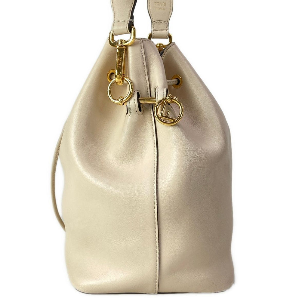 Fendi Shoulder Bag Montresor Beige Drawstring Leather — view 4