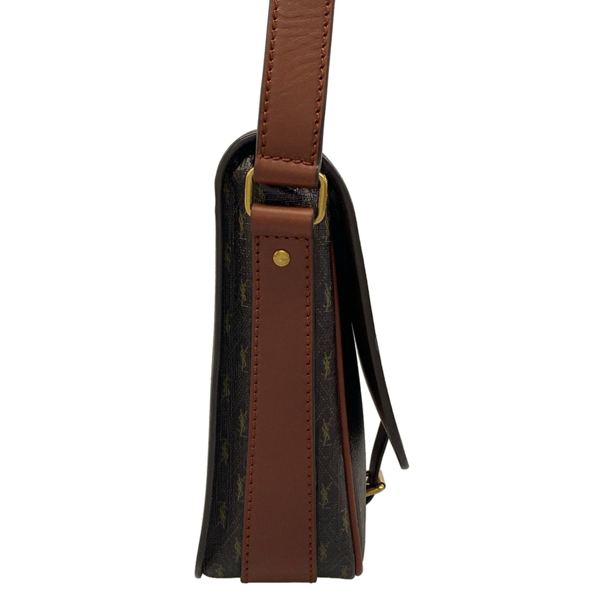 Saint Laurent Paris Shoulder Bag Monogram Satchel Dark Brown Leather — view 2