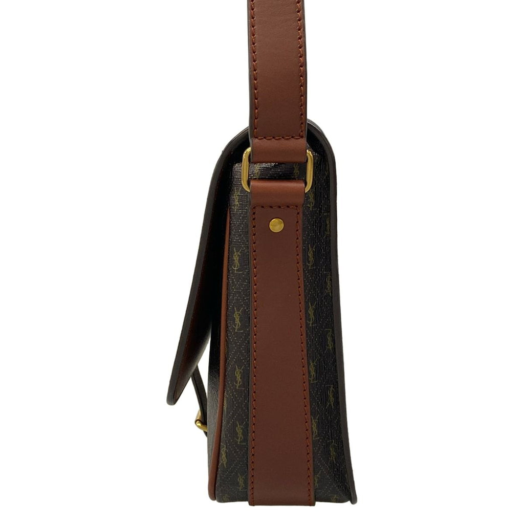 Saint Laurent Paris Shoulder Bag Monogram Satchel Dark Brown Leather — view 4