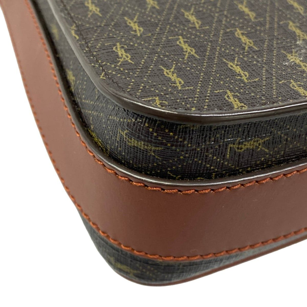 Saint Laurent Paris Shoulder Bag Monogram Satchel Dark Brown Leather — view 6