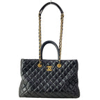 Chanel Shoulder Bag Quilted Black Matte Togo Chain 2-Way
