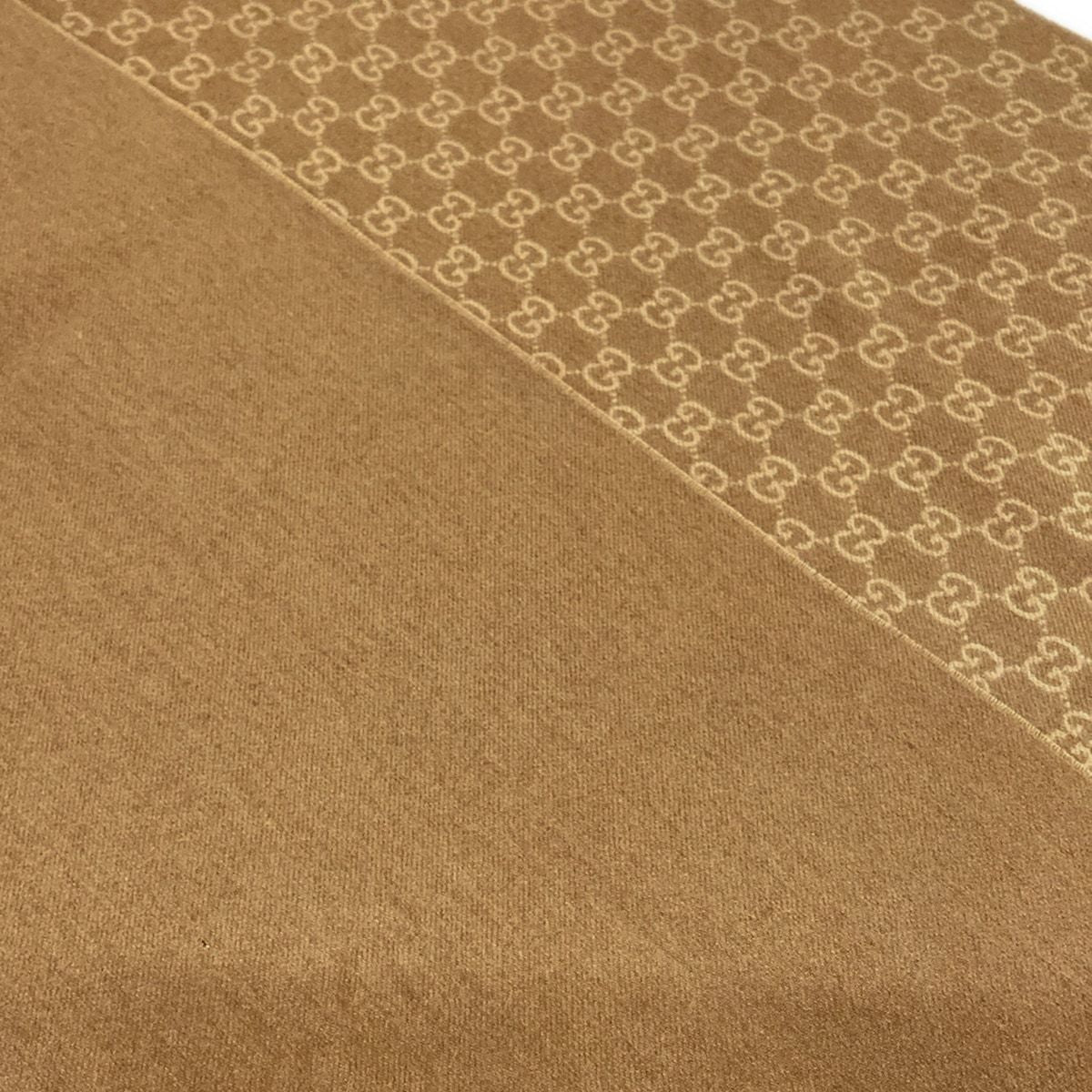 Gucci Shawl GG Pattern Beige Gradation Wool Cashmere Scarf — view 4