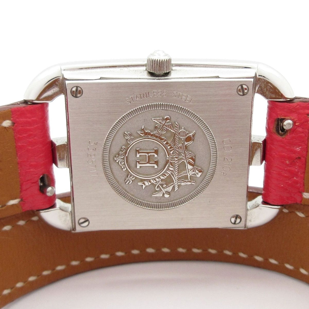 Hermes Watch Cape Cod Double Tour SS Leather Belt White — view 3