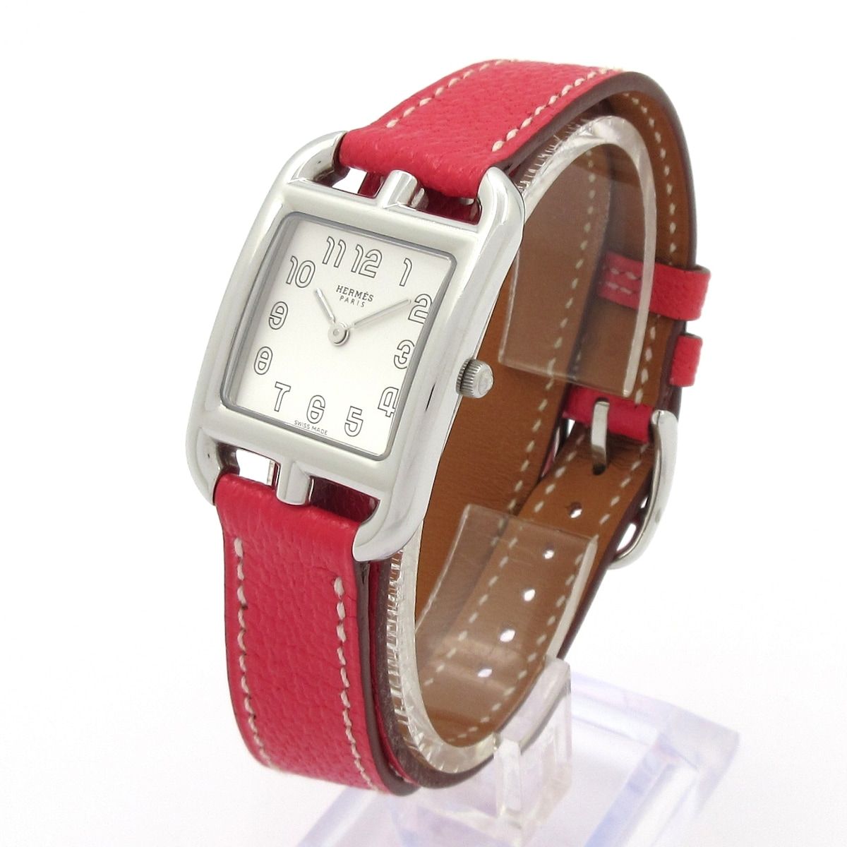 Hermes Watch Cape Cod Double Tour SS Leather Belt White — view 2