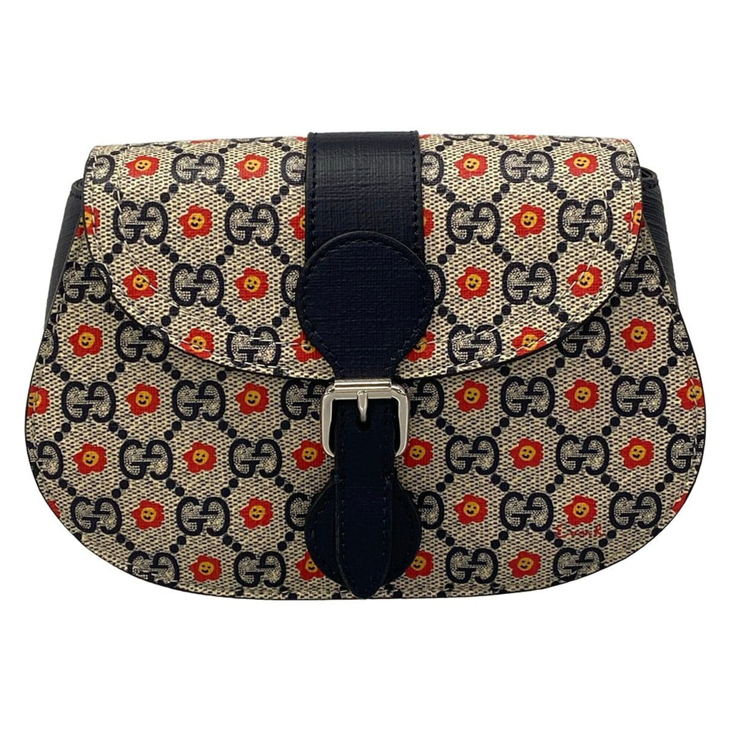 Gucci Waist Pouch GG Supreme Navy Red Yellow Children's Leather