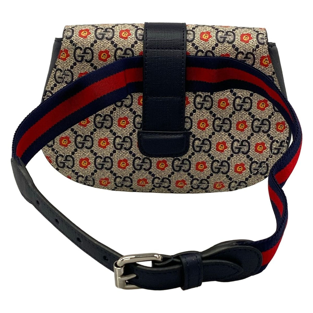 Gucci Waist Pouch GG Supreme Navy Red Yellow Children's Leather — view 3