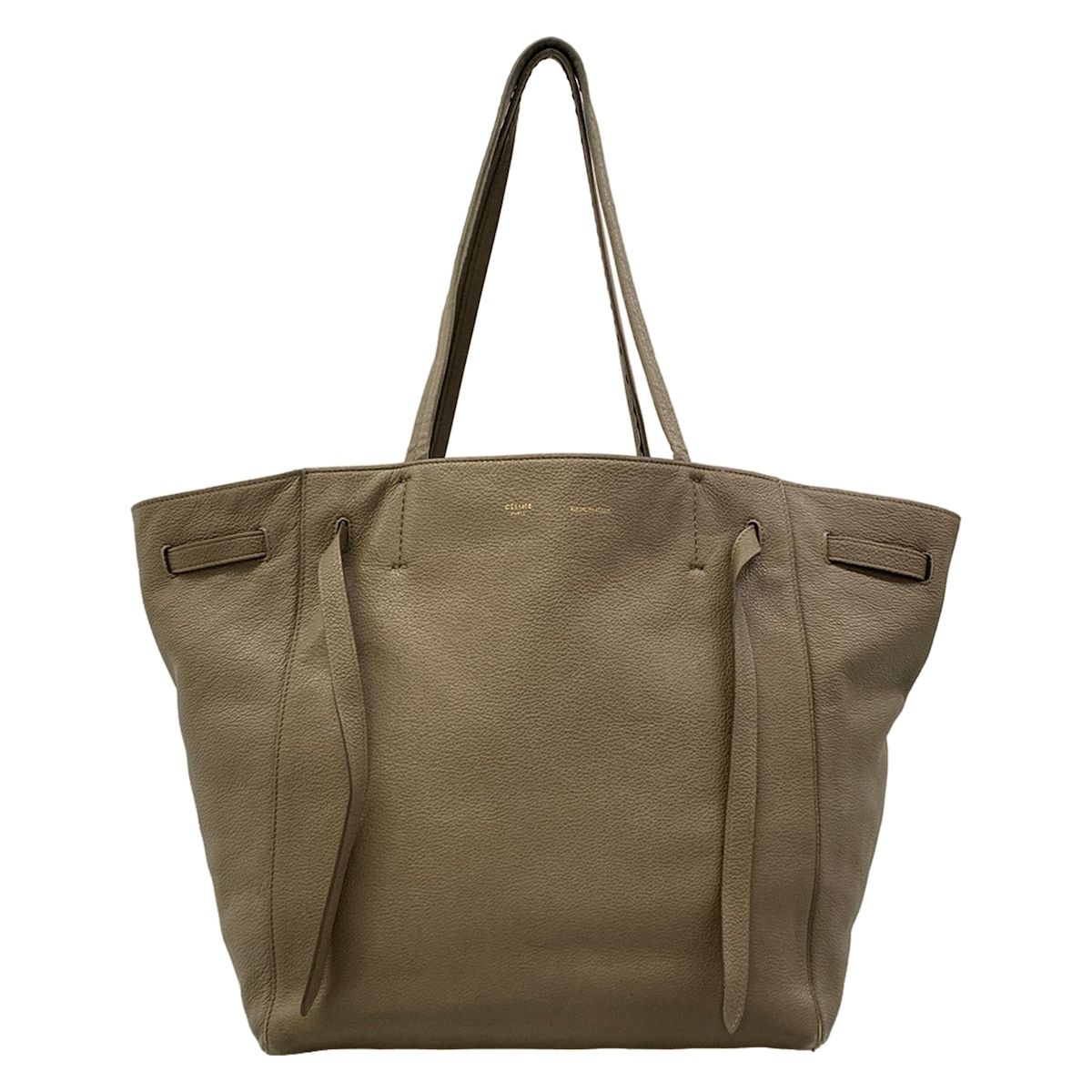 Celine Tote Cabas Phantom Small with Belt Gray Beige Leather