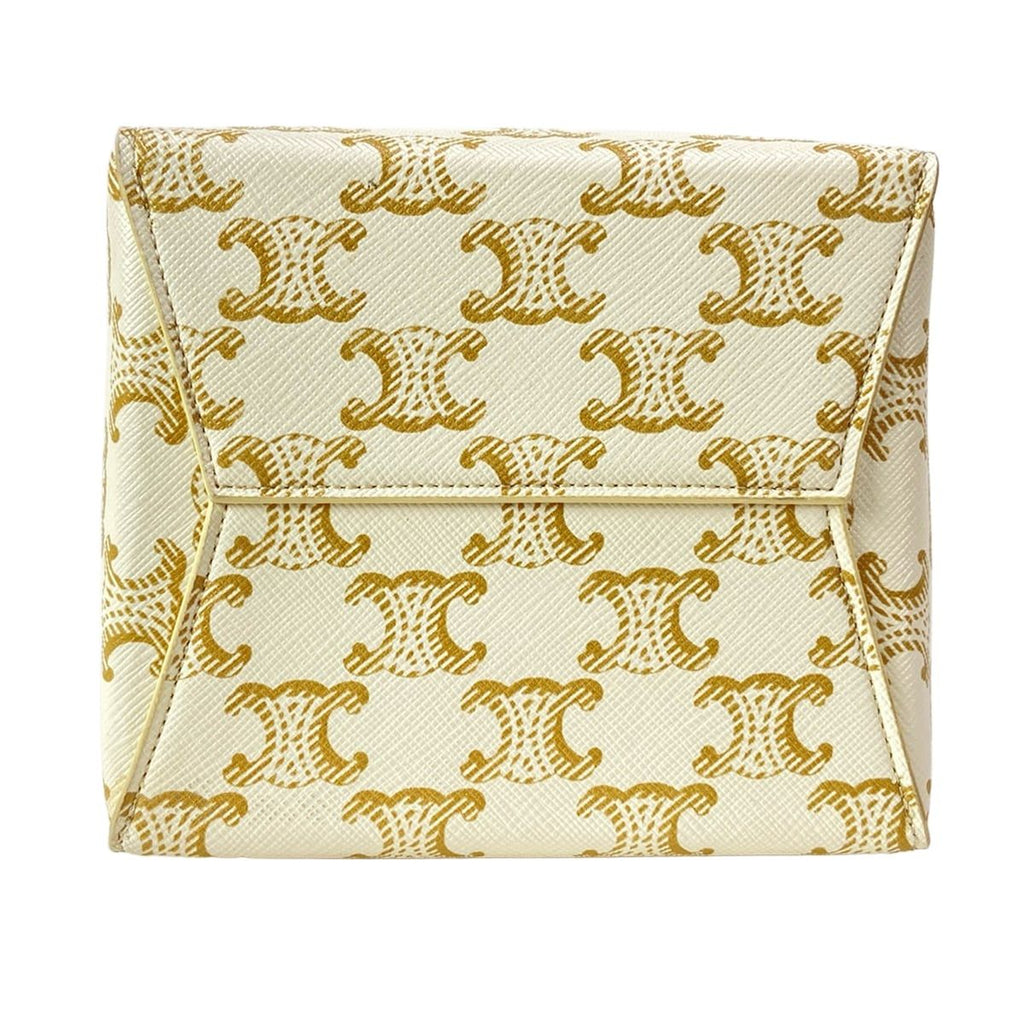 Celine Shoulder Bag Micro Cera Triomphe Canvas Ivory Brown Drawstring Leather — view 5