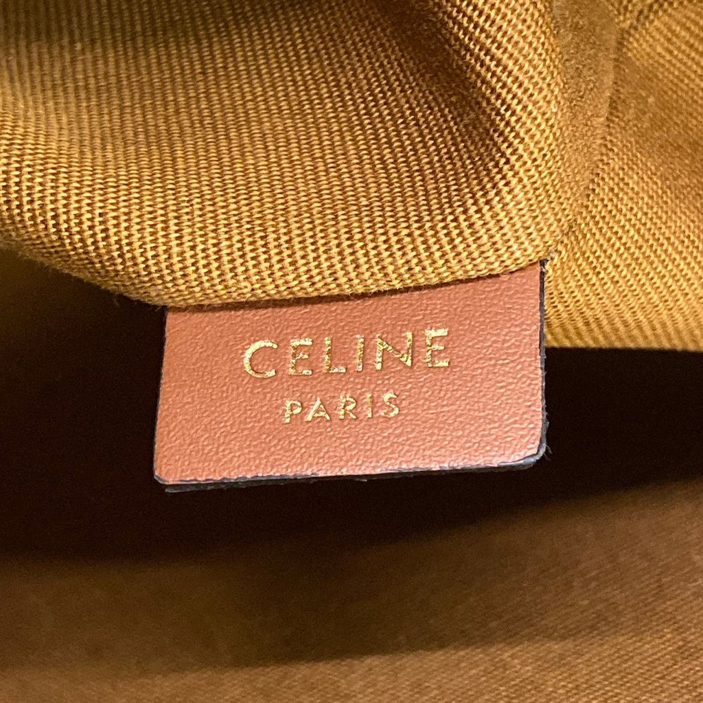Celine Shoulder Bag Micro Cera Triomphe Canvas Ivory Brown Drawstring Leather — view 9