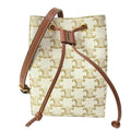 Celine Shoulder Bag Micro Cera Triomphe Canvas Ivory Brown Drawstring Leather