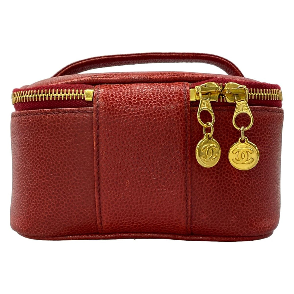 Chanel Vanity Bag Red CC Logo Gold — view 3