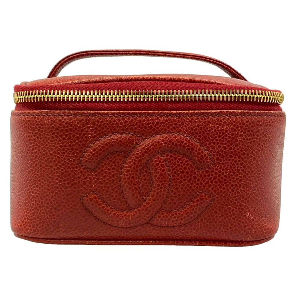 Chanel Vanity Bag Red CC Logo Gold