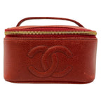 Chanel Vanity Bag Red CC Logo Gold