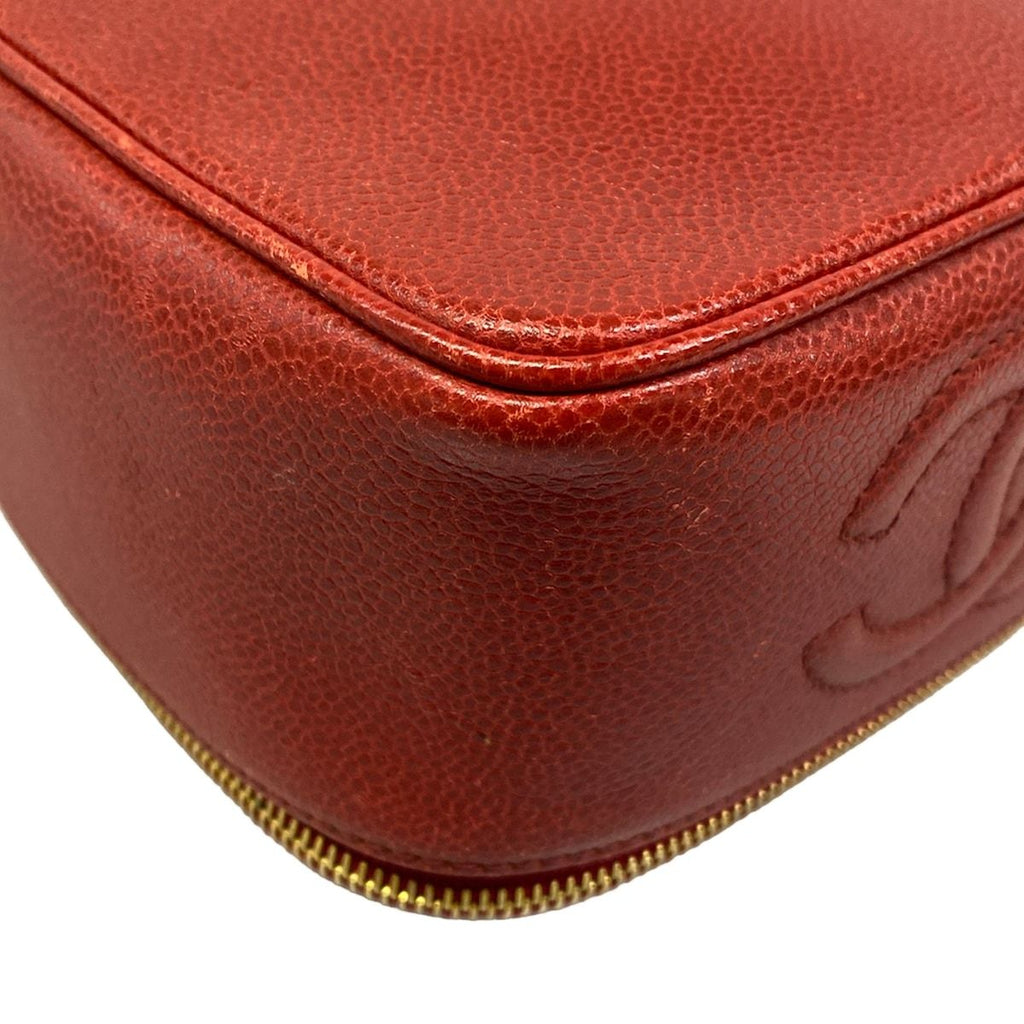 Chanel Vanity Bag Red CC Logo Gold — view 6