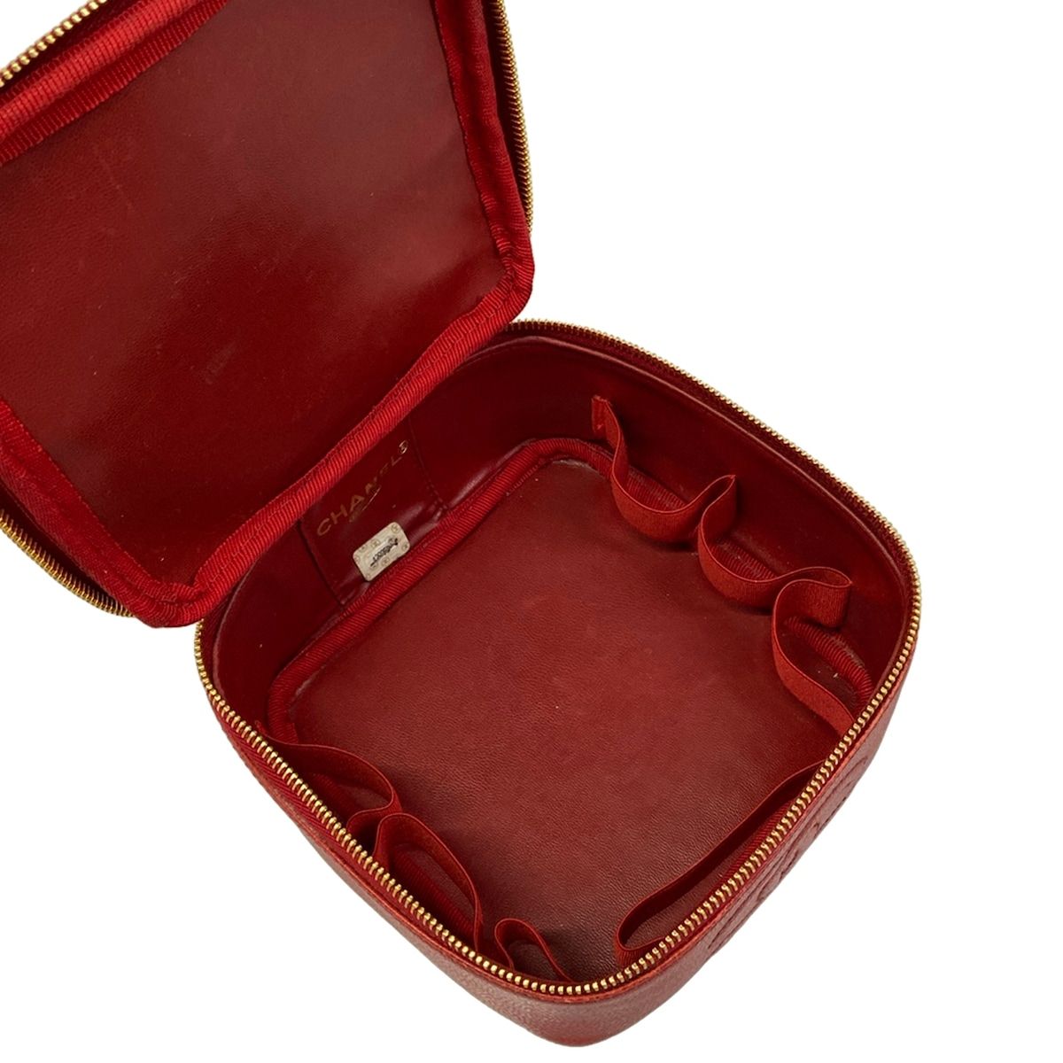 Chanel Vanity Bag Red CC Logo Gold — view 7