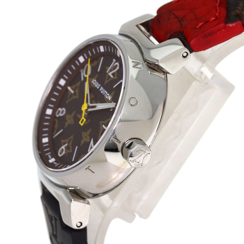 Louis Vuitton Tambour PM Monogram Watch SS Leather Rubber — view 5