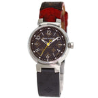 Louis Vuitton Tambour PM Monogram Watch SS Leather Rubber