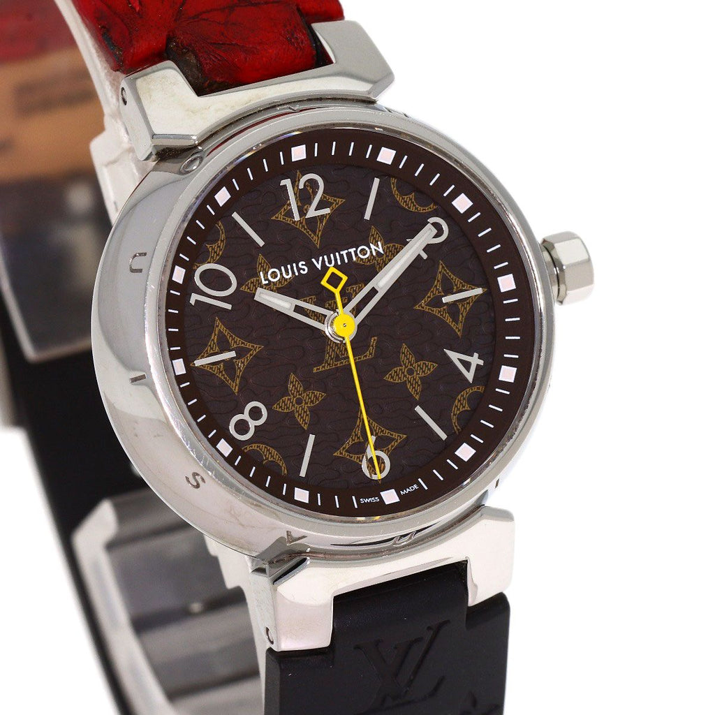 Louis Vuitton Tambour PM Monogram Watch SS Leather Rubber — view 4