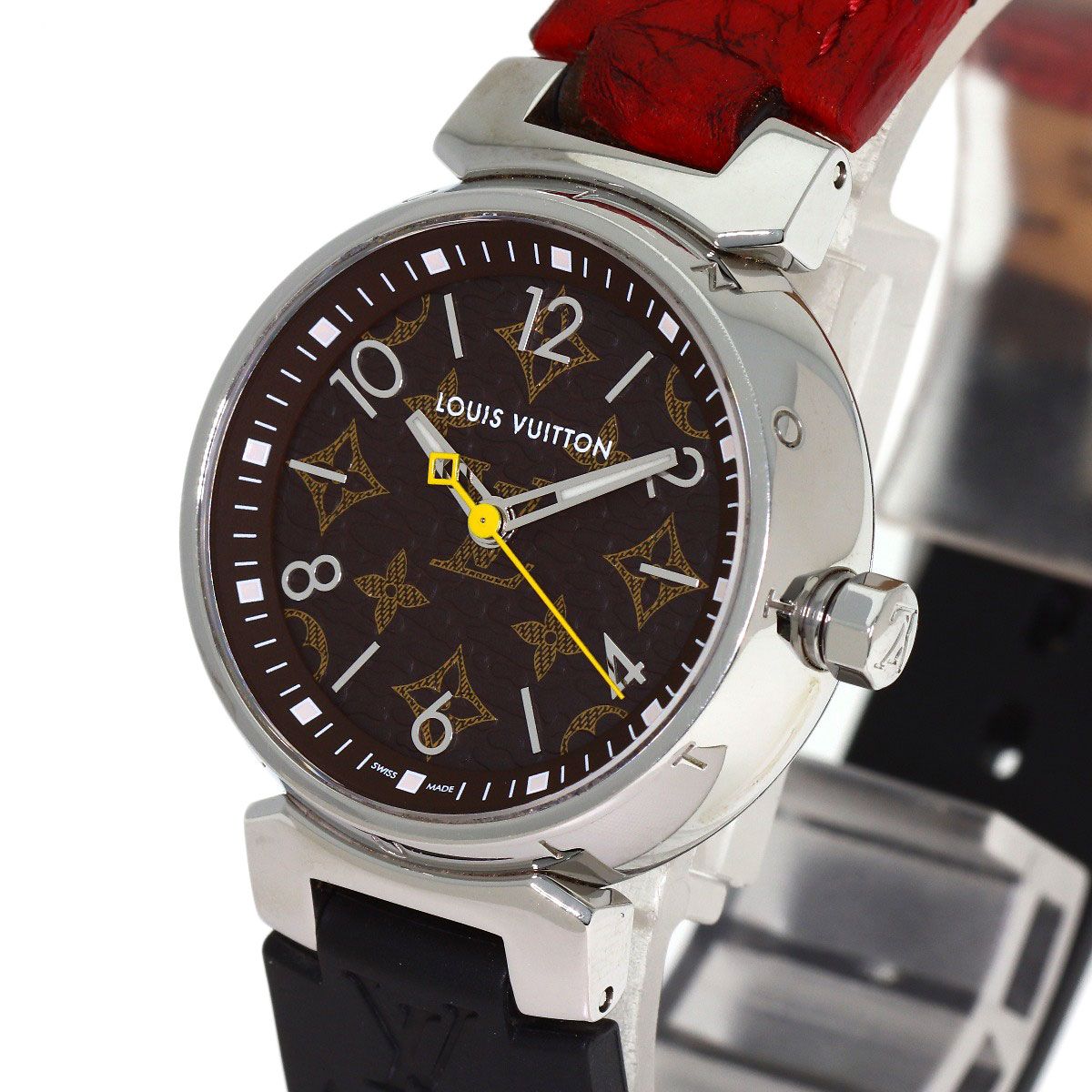 Louis Vuitton Tambour PM Monogram Watch SS Leather Rubber — view 3