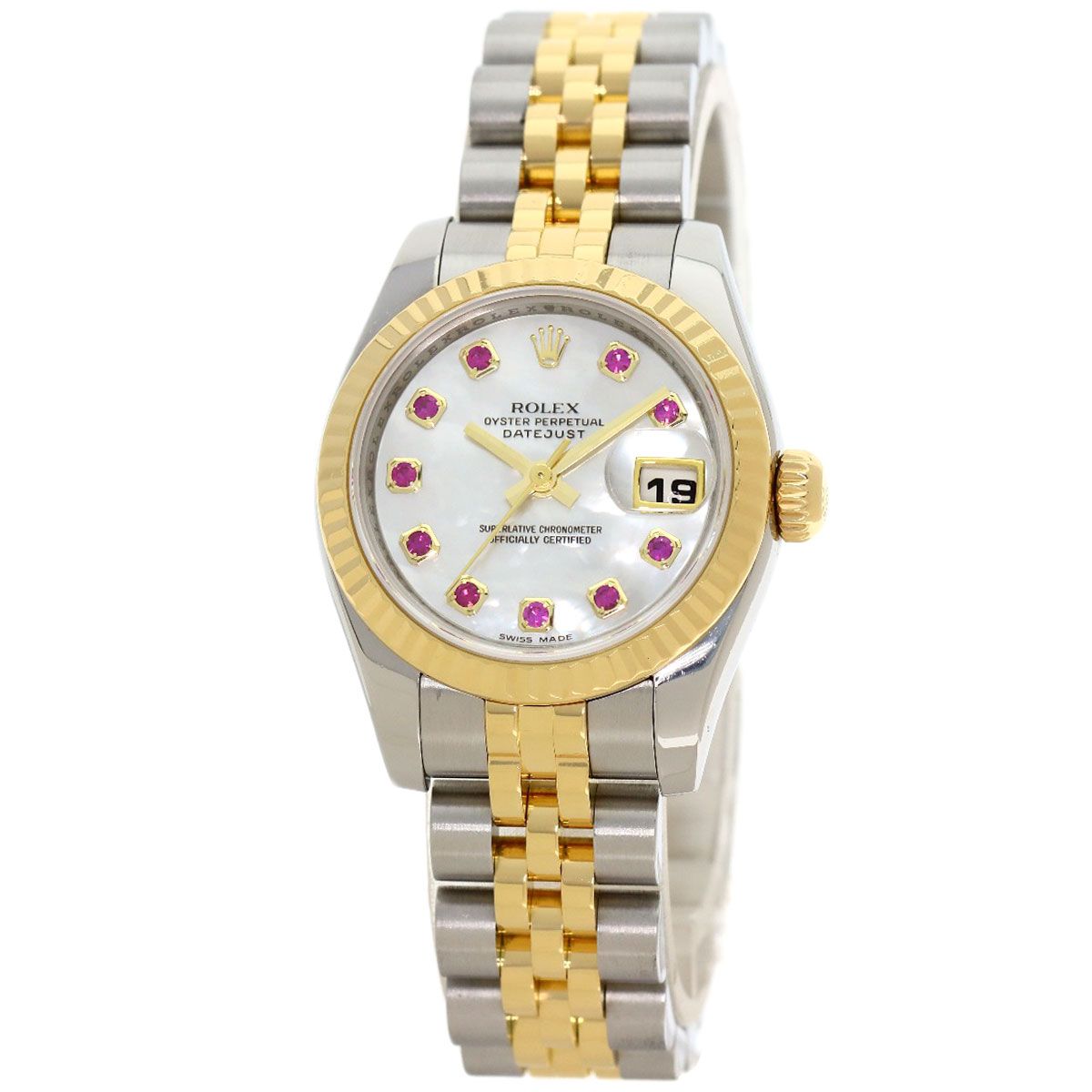 Rolex Datejust Ruby Watch SS Yellow Gold 18k