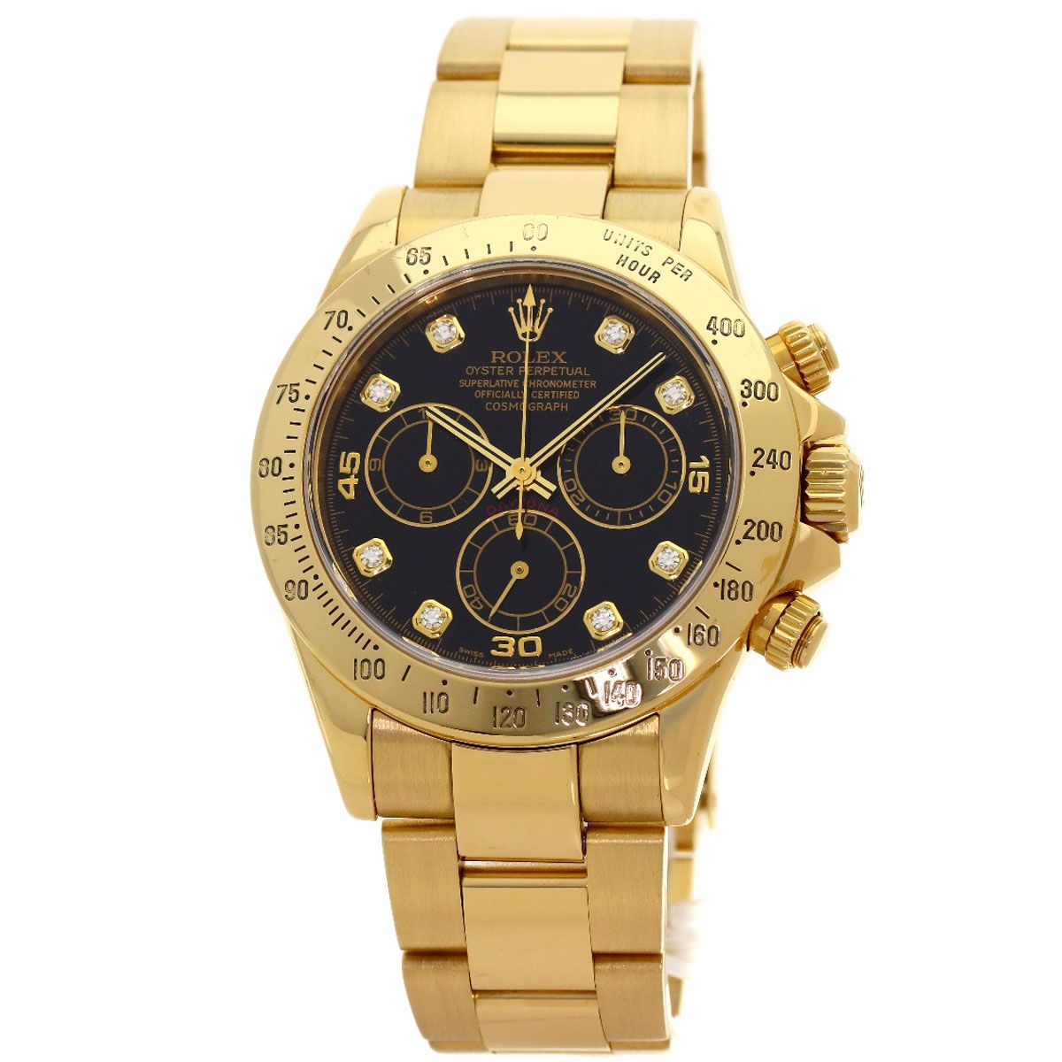 Rolex Cosmograph Daytona Diamond Watch 18k Yellow Gold