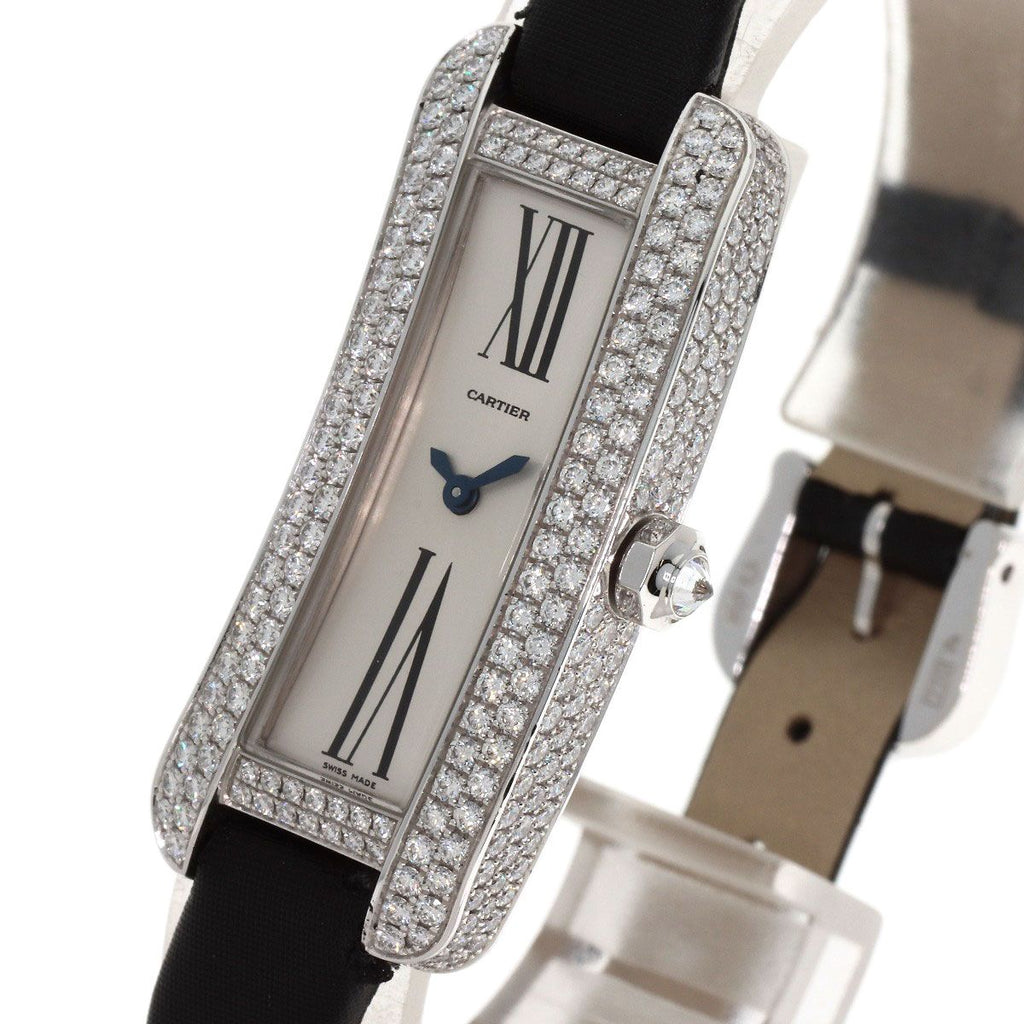 Cartier Tank S Diamond Watch 18k White Gold Leather Satin — view 3