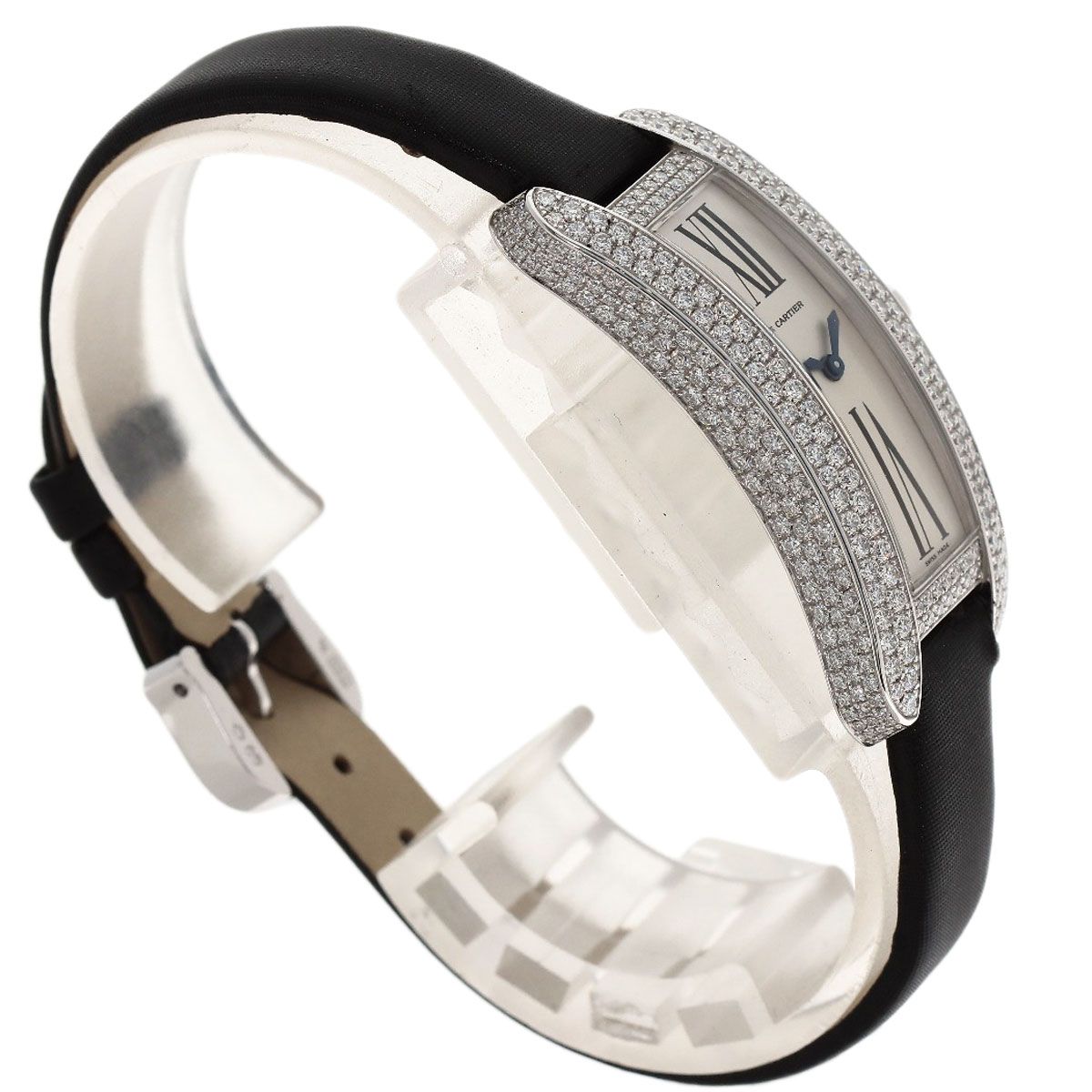 Cartier Tank S Diamond Watch 18k White Gold Leather Satin — view 2