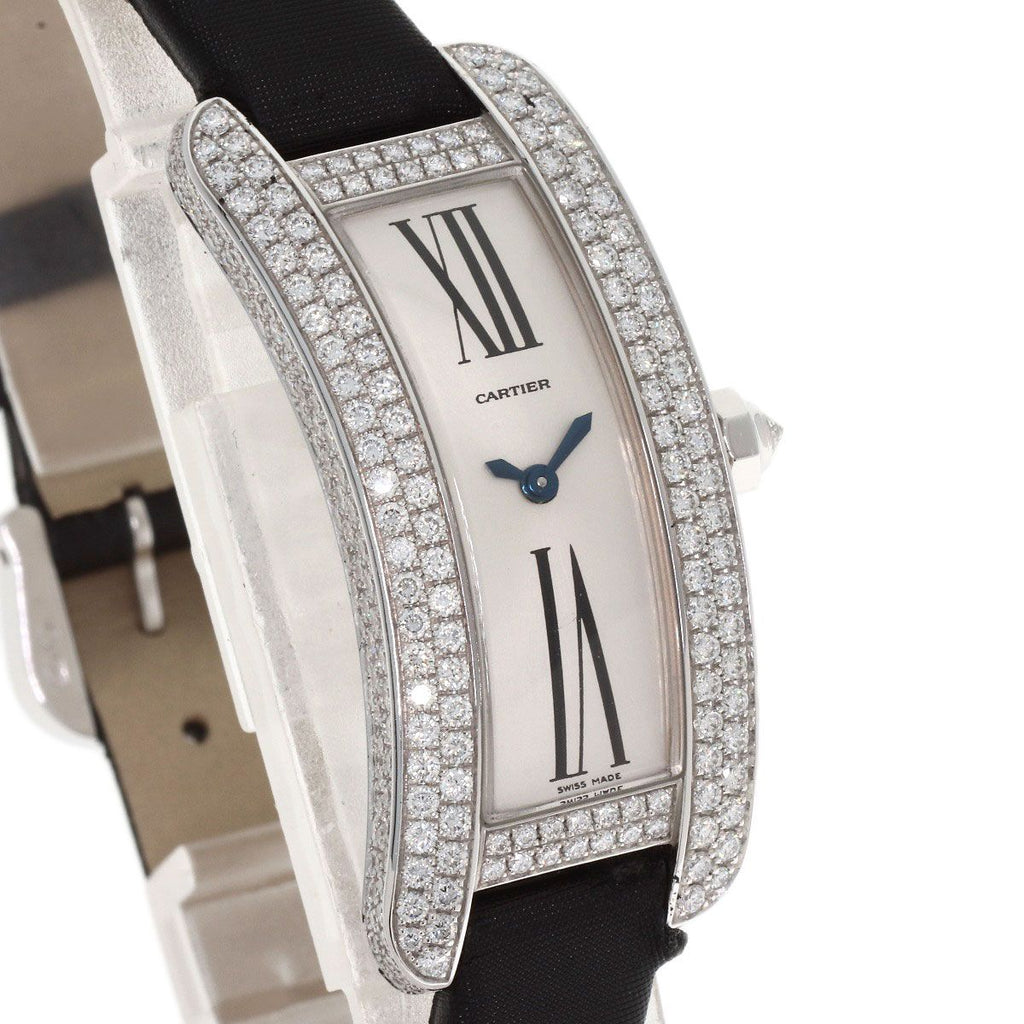 Cartier Tank S Diamond Watch 18k White Gold Leather Satin — view 4