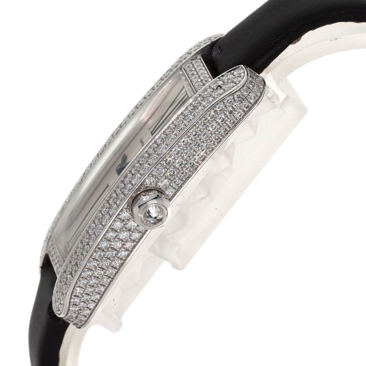 Cartier Tank S Diamond Watch 18k White Gold Leather Satin — view 5