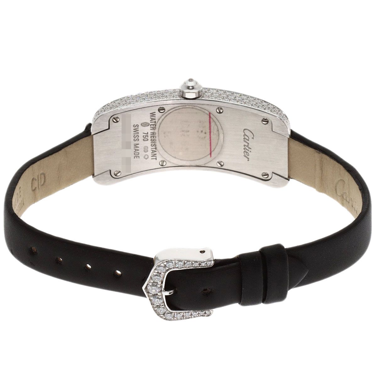 Cartier Tank S Diamond Watch 18k White Gold Leather Satin — view 7