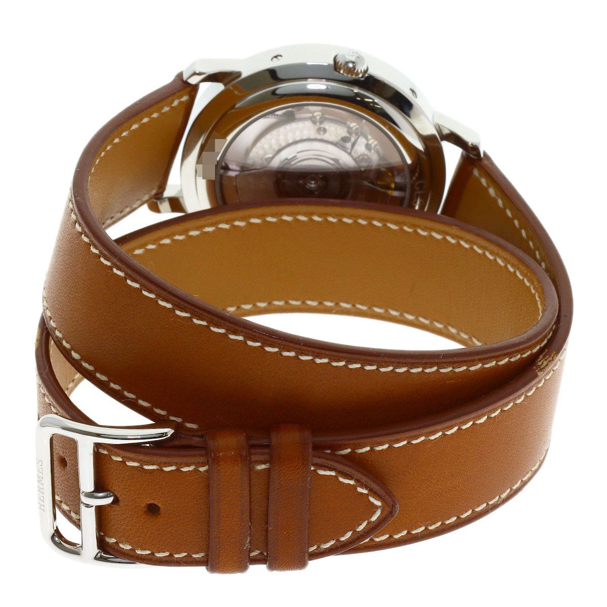 Hermes Clipper Double Tour Power Reserve Watch SS Leather — view 7