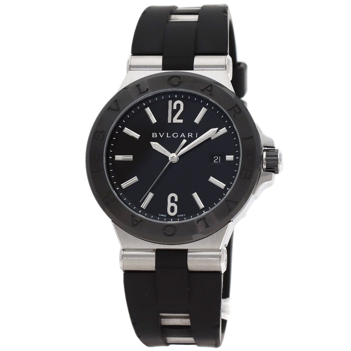 Bvlgari Diagono Date Watch SS Rubber Ceramic